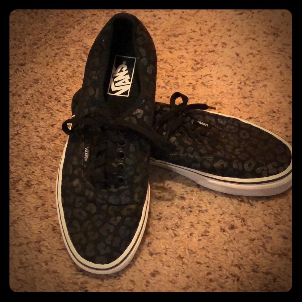 9.5 black leopard Vans